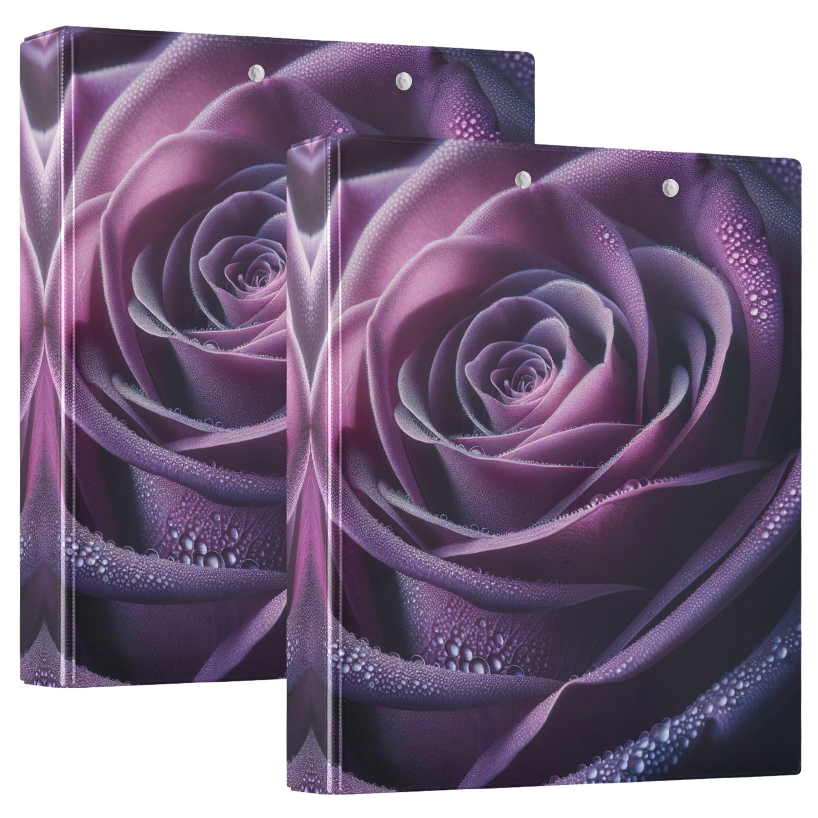 Simpatico raccoglitore a tre anelli da 3,8 cm, 3 anelli con clip in metallo antiscivolo, organizer di base, per scuola, ufficio, casa, rosa, viola, confezione da 2