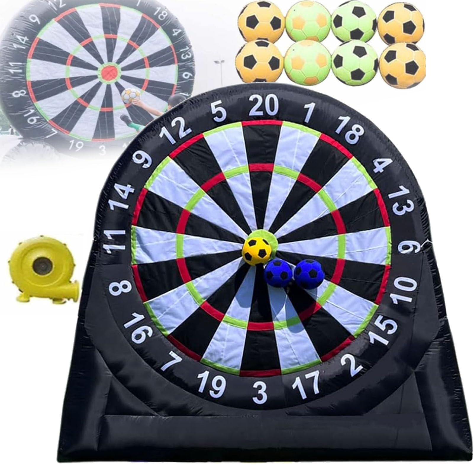 Oiyekntd Inflatable Soccer Darts Board with Blower and 8pcs Inflatable Balls for Outdoor Sports Game, Giant Soccer Ball Inflatable Dart Game, Yard Inflatable Football/Soccer Dart Board A-4M/13FT