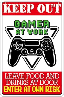 Gaming Room Decor Sign Keep out Gamer at Work Game Room Sign Gaming Room Wall Door Decor Sign Gaming Room Decor for Boys Bedroom Gaming Room Accessories Gifts for Boys Girls Teens Men Adults