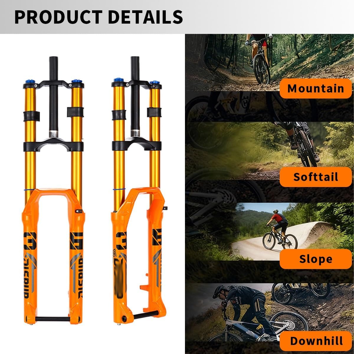 DH 27.5/29" Mountain Bike Suspension Fork XC Disc Brake Double Shoulder Downhill Bike Front Forks 180mm Travel Air Forks Damping Adjust 15 * 110mm Thru Axle