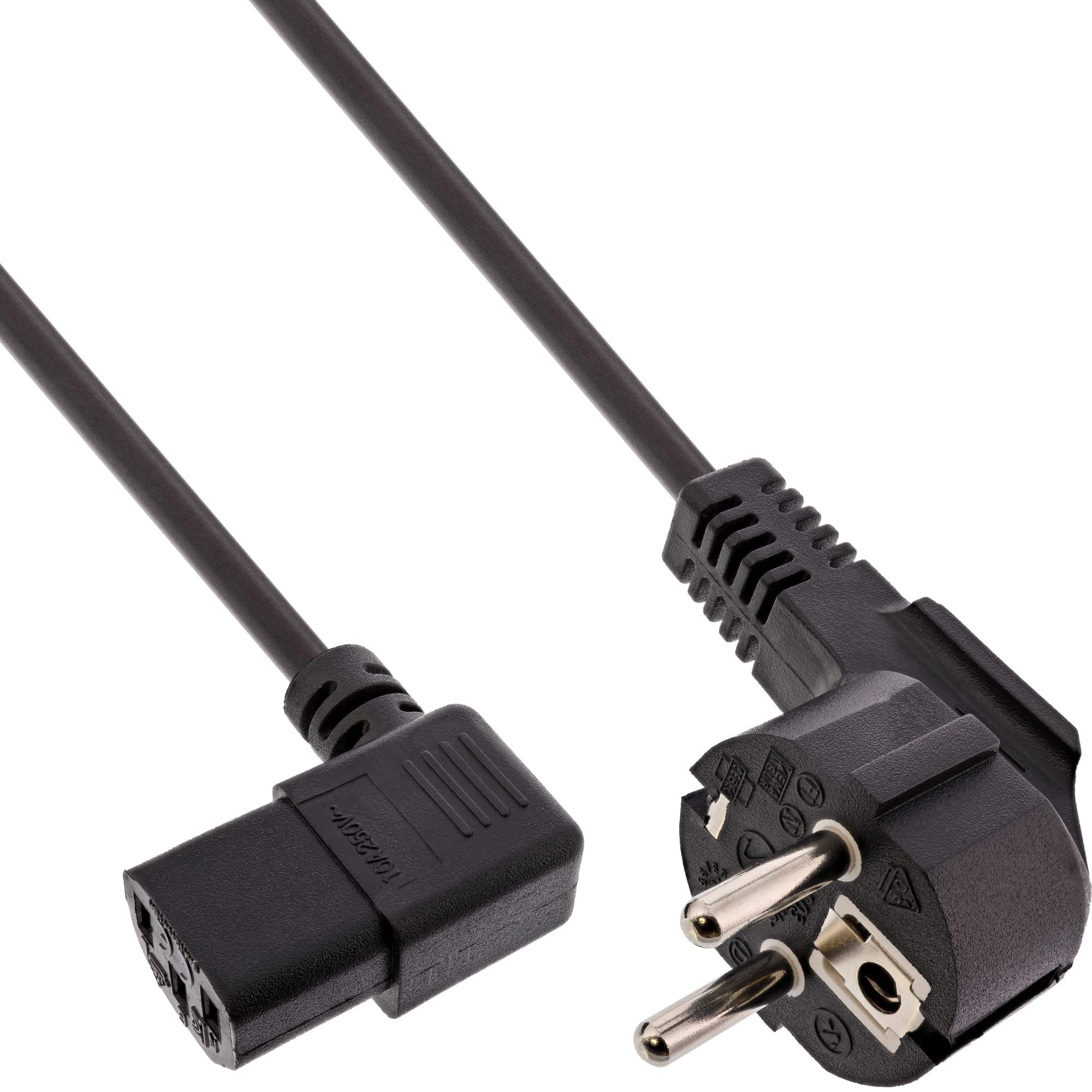 InLine® 16752H Câble d'alimentation avec Contact de Protection d'angle sur fiche C13 Angle Gauche 0,3 m Noir