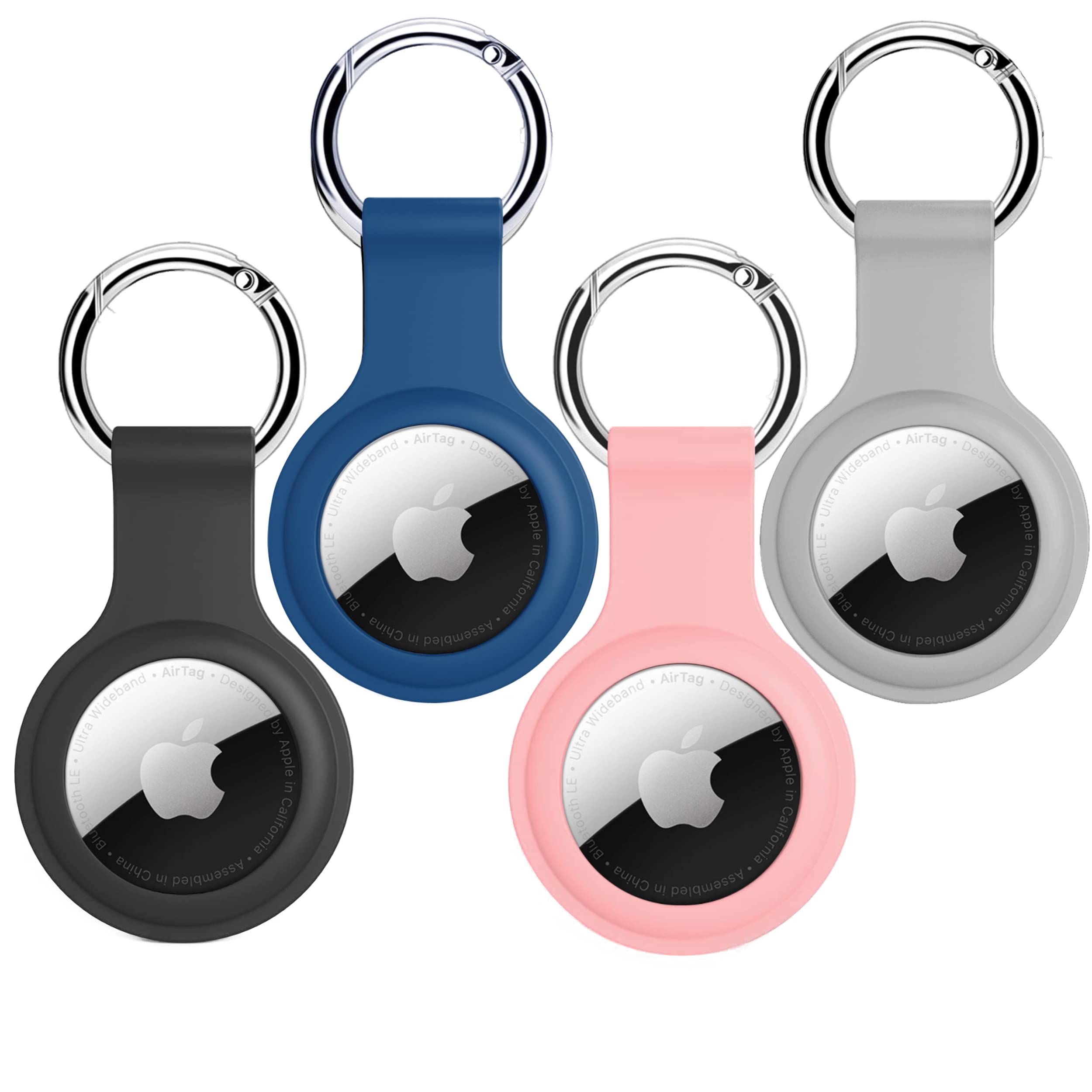 SQUIF Airtag Case for Apple Airtags Silicone Case Protective Cover for Airtag Case Locator Tracker Anti-Lost Device Keychain Protection Sleeve (Black_Blue_Grey_Pink)-image-26
