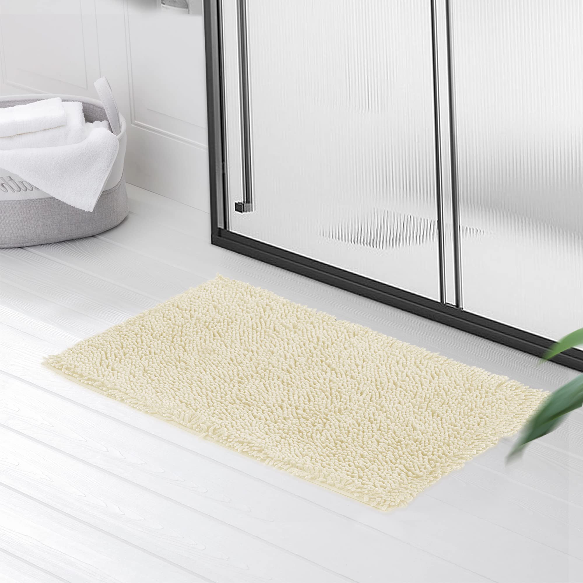 Tapis de Bain en Microfibre 40x60 cm Antidérapant Beige
