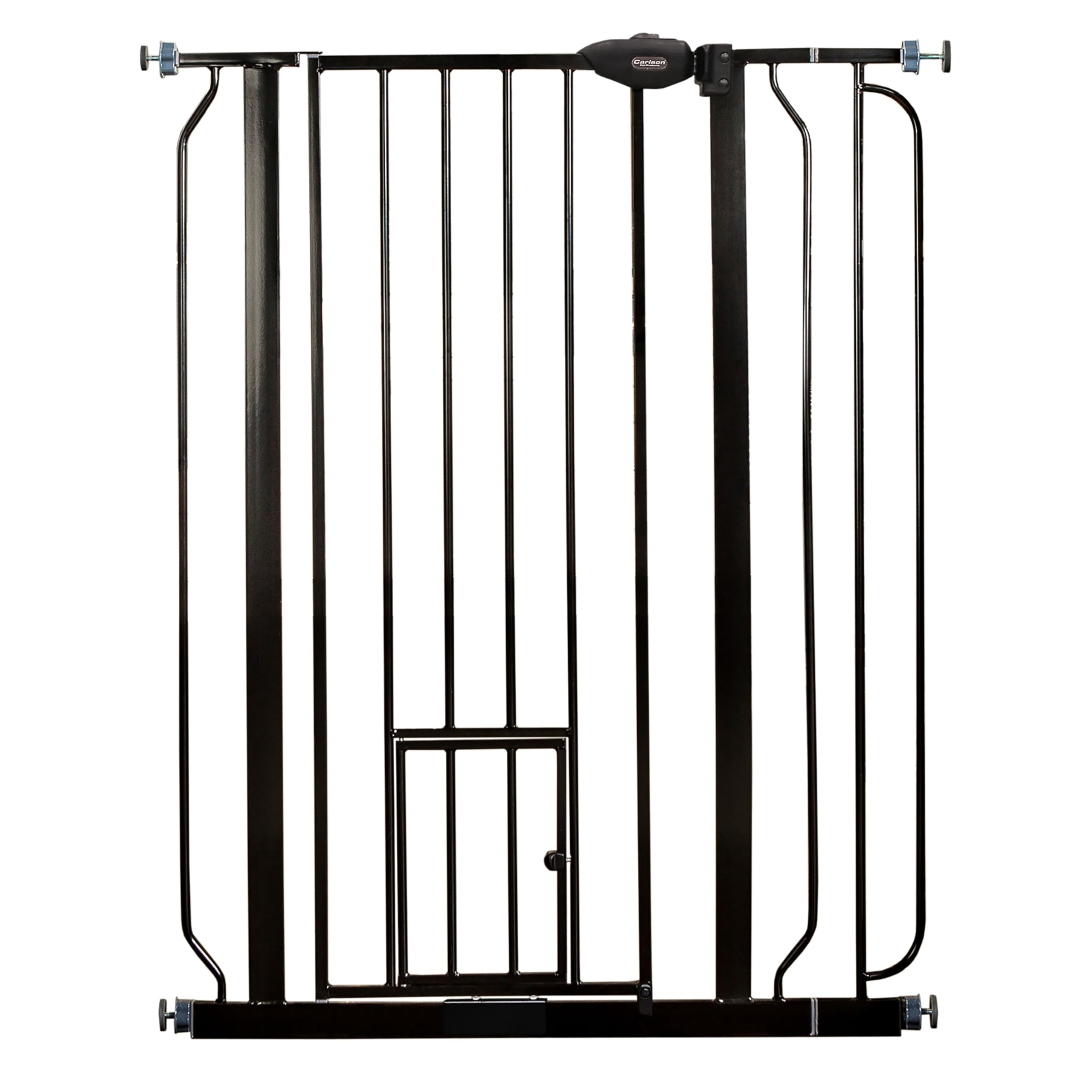Photo 1 of ***Missing hardware***Carlson 36" Extra Tall Walk Through Dog Gate for Doorways & Bottom of Stairs, Metal Pet Gate with Small Pet Door, Expands 29.5”–36.5”, Black