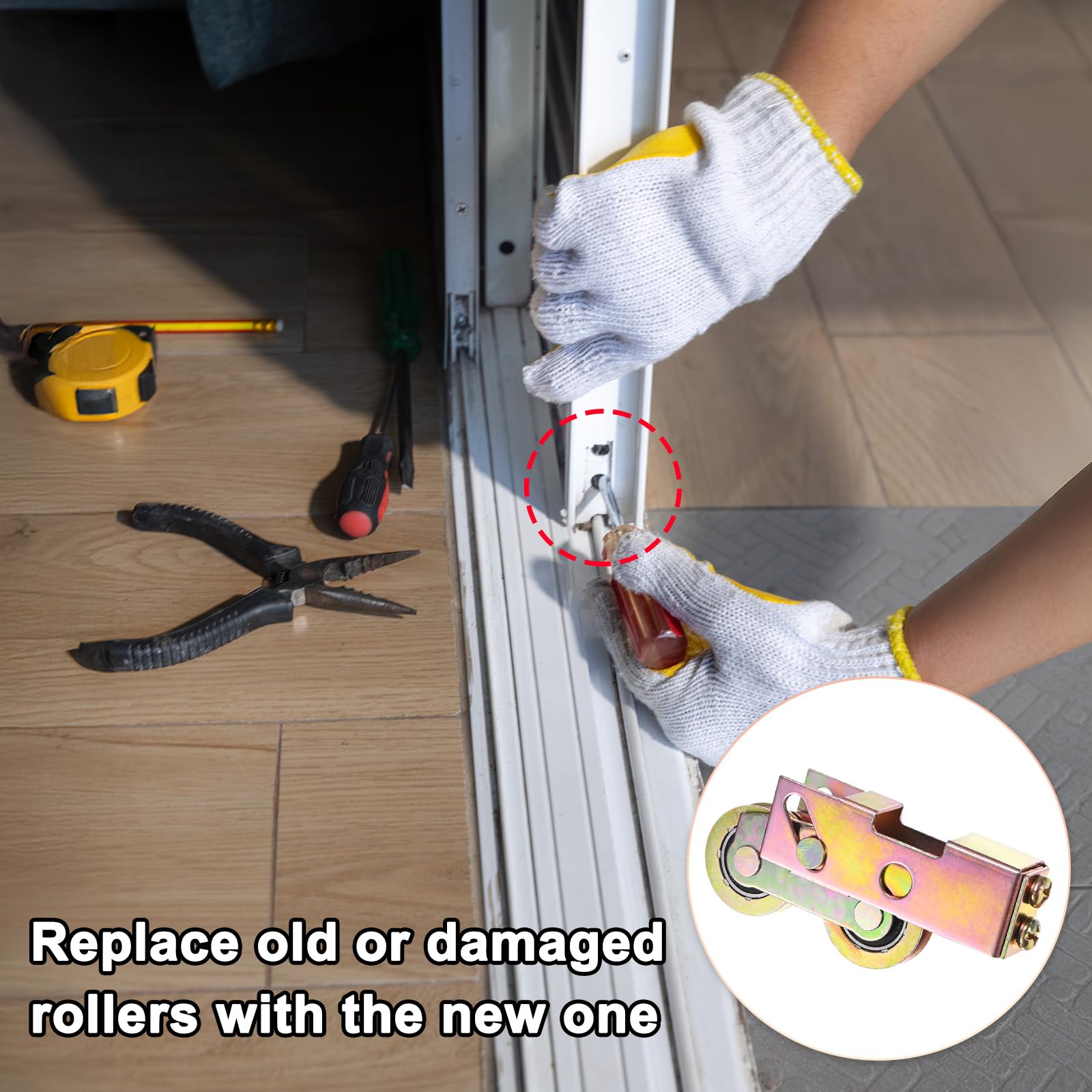 M METERXITY 2-Pack Sliding Patio Door Roller,1-1/4"/32mm Steel Ball Bearing Sturdy Sliding Roller Assembly Adjustable Sliding Door Wheel Replacement for Sliding Door - Image 4