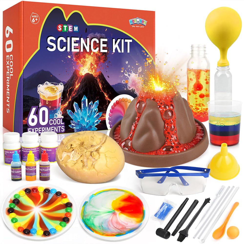 BenBen 60+ Science Experiments for Kids, Fun Science Kits for Kids age 6 8 10 Educational STEM Toys Gift for Boys & Girls