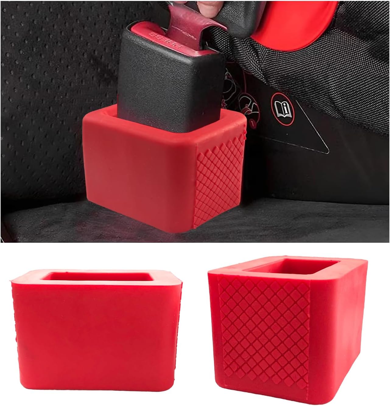 Dickno 2 PCS Car Seat Belt Buckle Holder, Silicone Auto