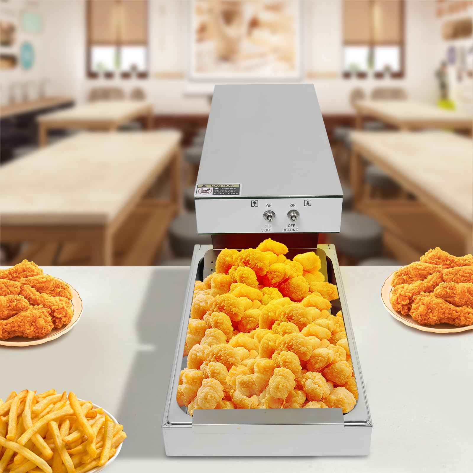 Scaldapatatine fritte, 750 W, scaldapatatine fritte, riscaldatore patatine fritte, dispositivo di manutenzione professionale per patatine fritte, con illuminazione, per