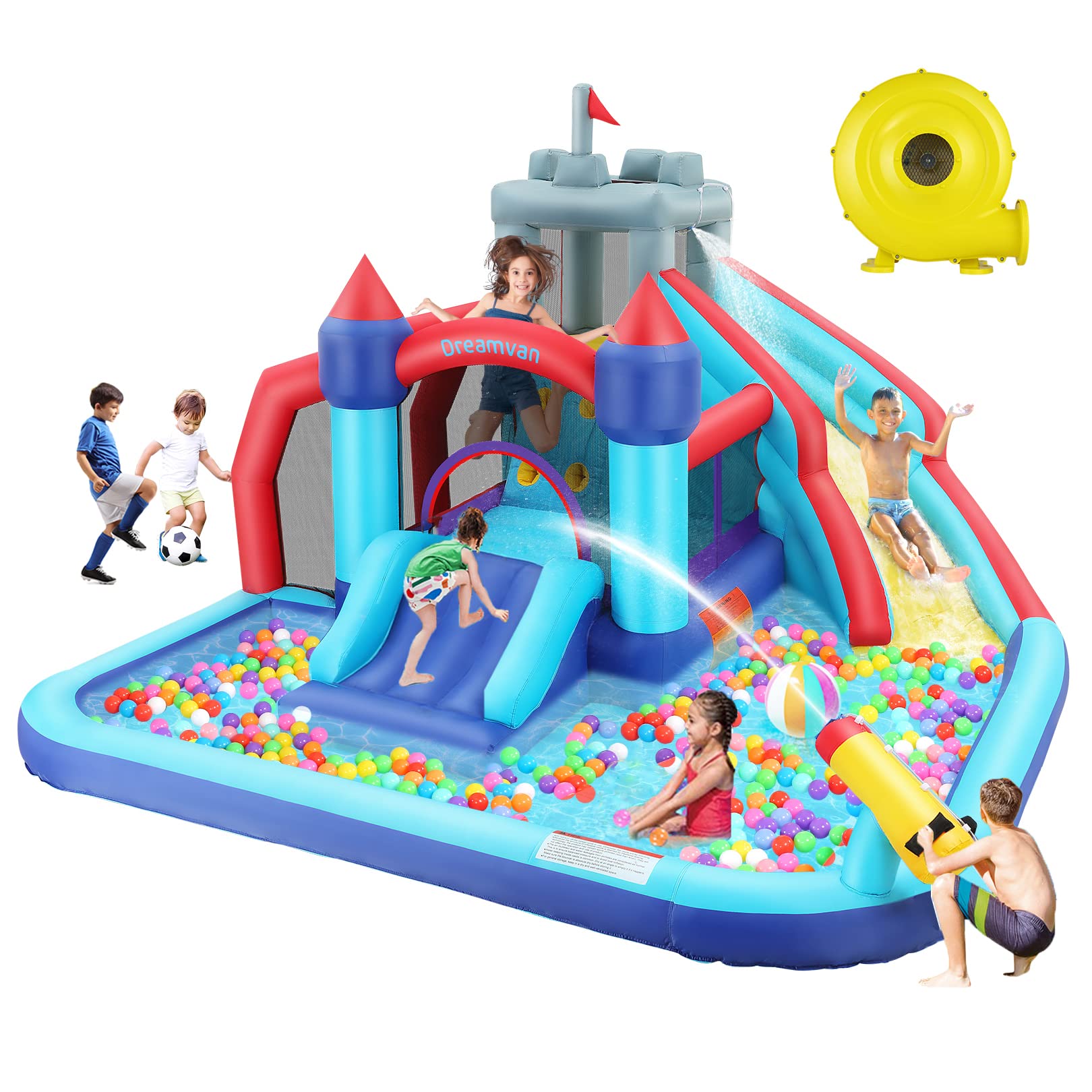 Buy AKEYDIY Inflatable Bounce House with Blower Kids Slide Park 9 in 1
