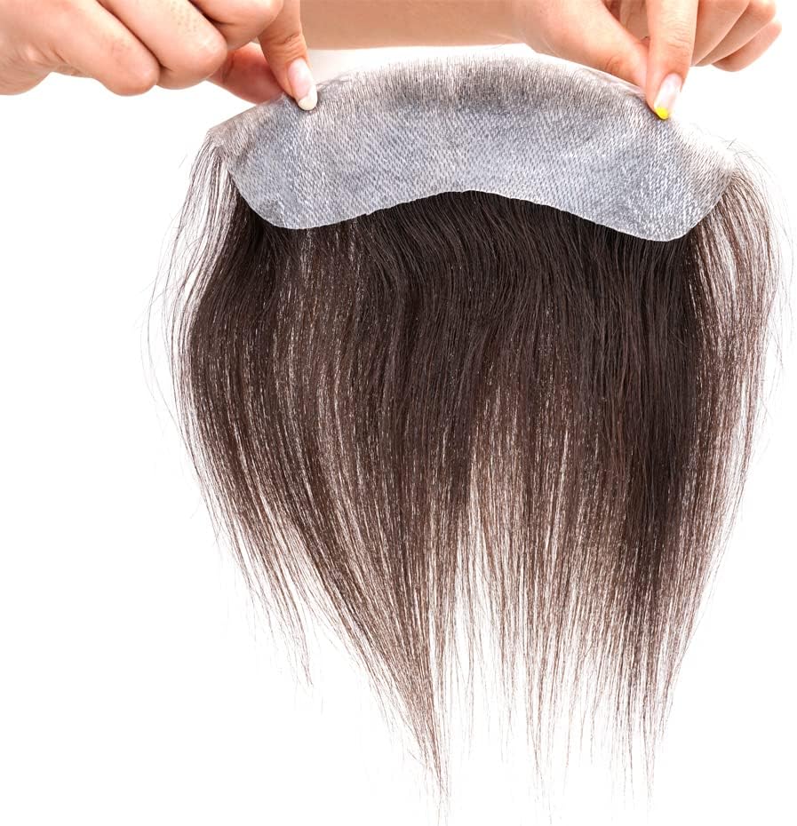 Lordhair V-Shape Frontal Hairpiece for Men Natural Human Hair System with PU Thin Skin for Receding Hairline Coverage - Image 5
