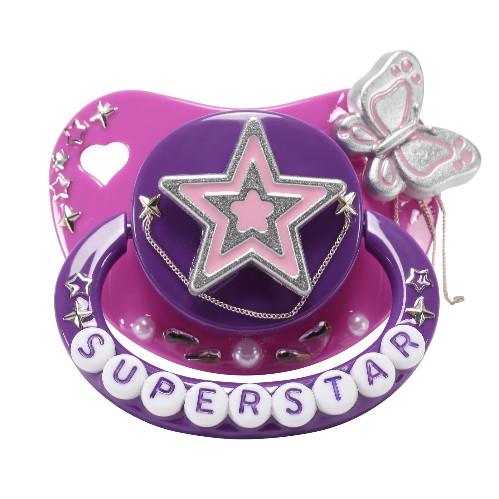 CutiePlusU Large Size Dummy Pacifier Big Shield Soother Purple Pink