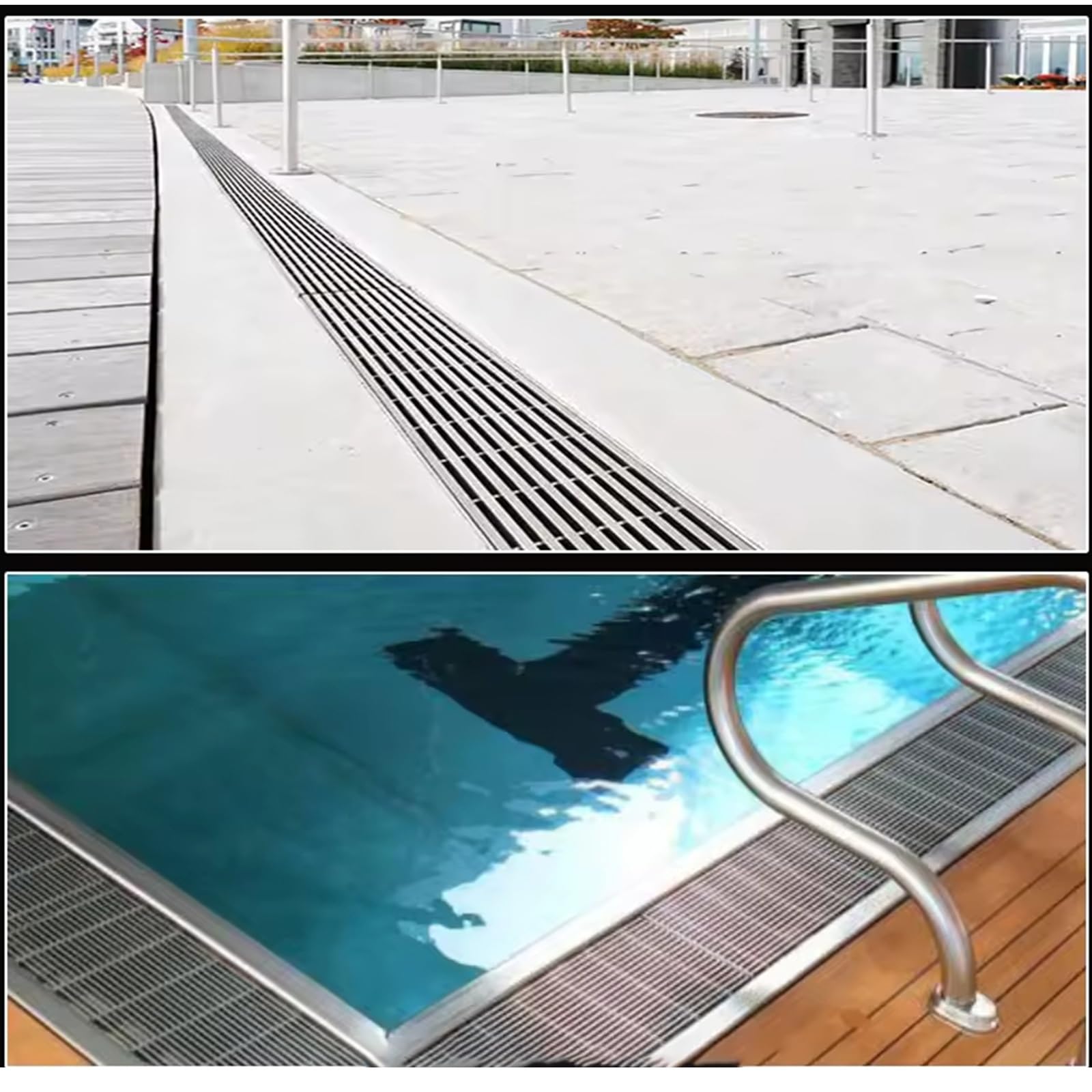 Genérico Rejilla de Drenaje de Canal de Acero Inoxidable de Alta Resistencia - 100x10x8cm para Entrada de vehículos, Garaje, Patio - Alta Capacidad de Flujo, Duradera, s