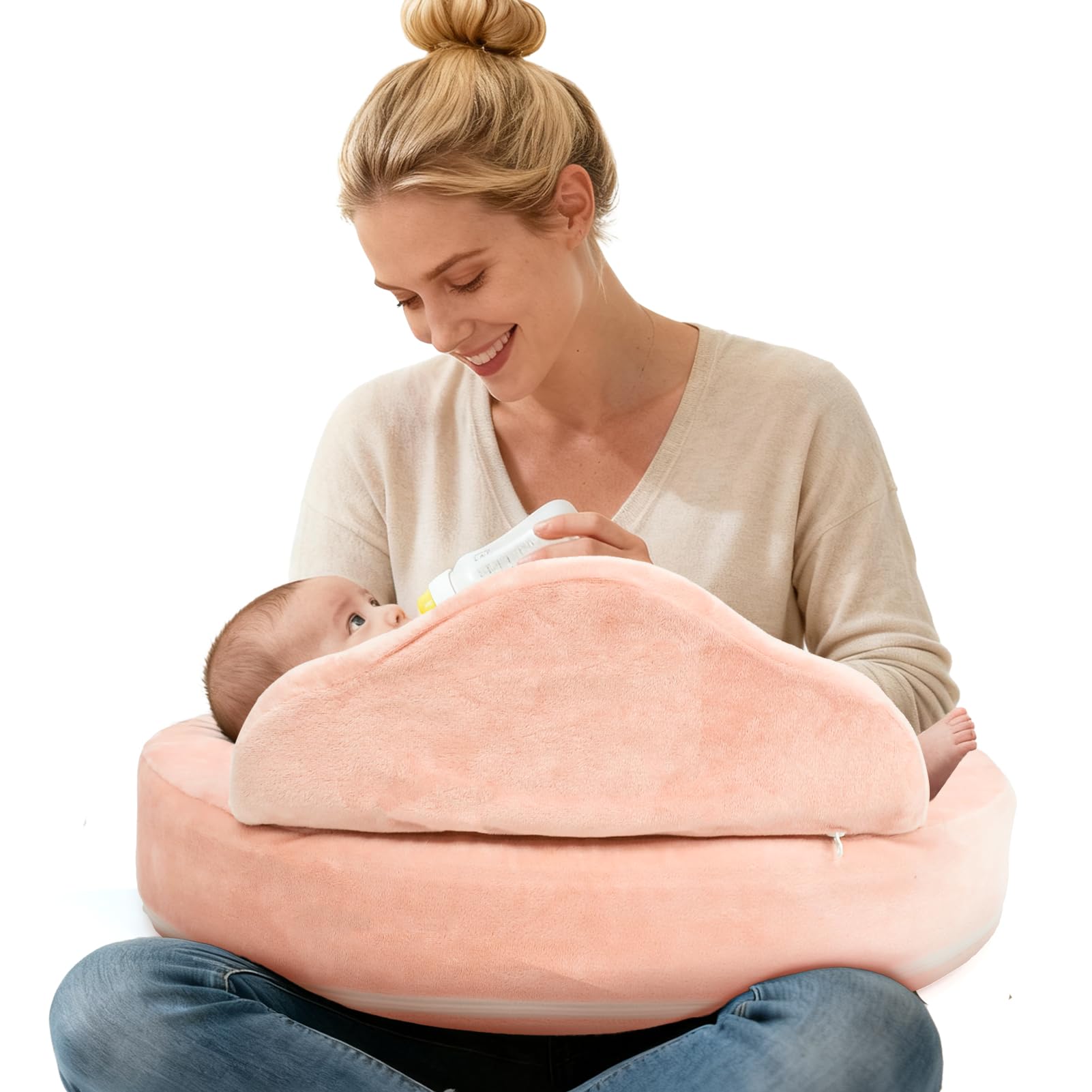 YGJT Nursing Pillow, Baby Breastfeeding Pillows, Memory Foam Feeding Pillow with Removable Cover and Adjustable Waist Strap