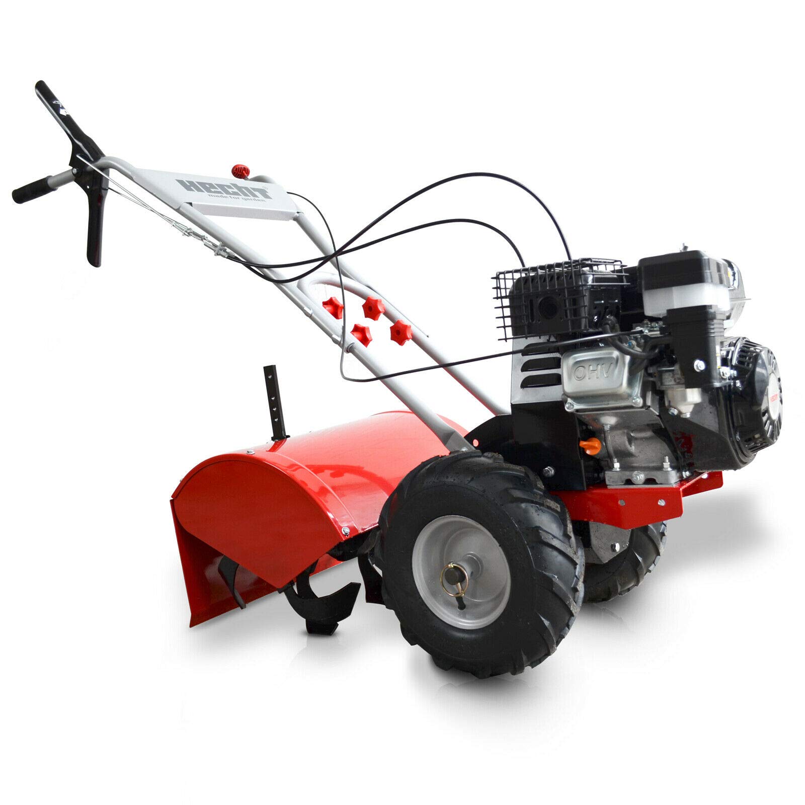 HECHT Benzin-Gartenfräse 750 Motorhacke Kultivator Bodenhacke Bodenfräse Fräse (Motorleistung: 4,7 kW (6,5 PS), 50 cm Arbeitsbreite, 4 Kreisel mit je 4 Messern)