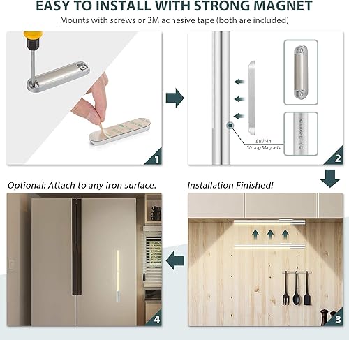 Miniatura 6 de BLS Paquete de 3 36 luces LED para armario + 1 paquete de luces LED T402 para armario, funciona con pilas, iluminación inalámbrica súper brillante