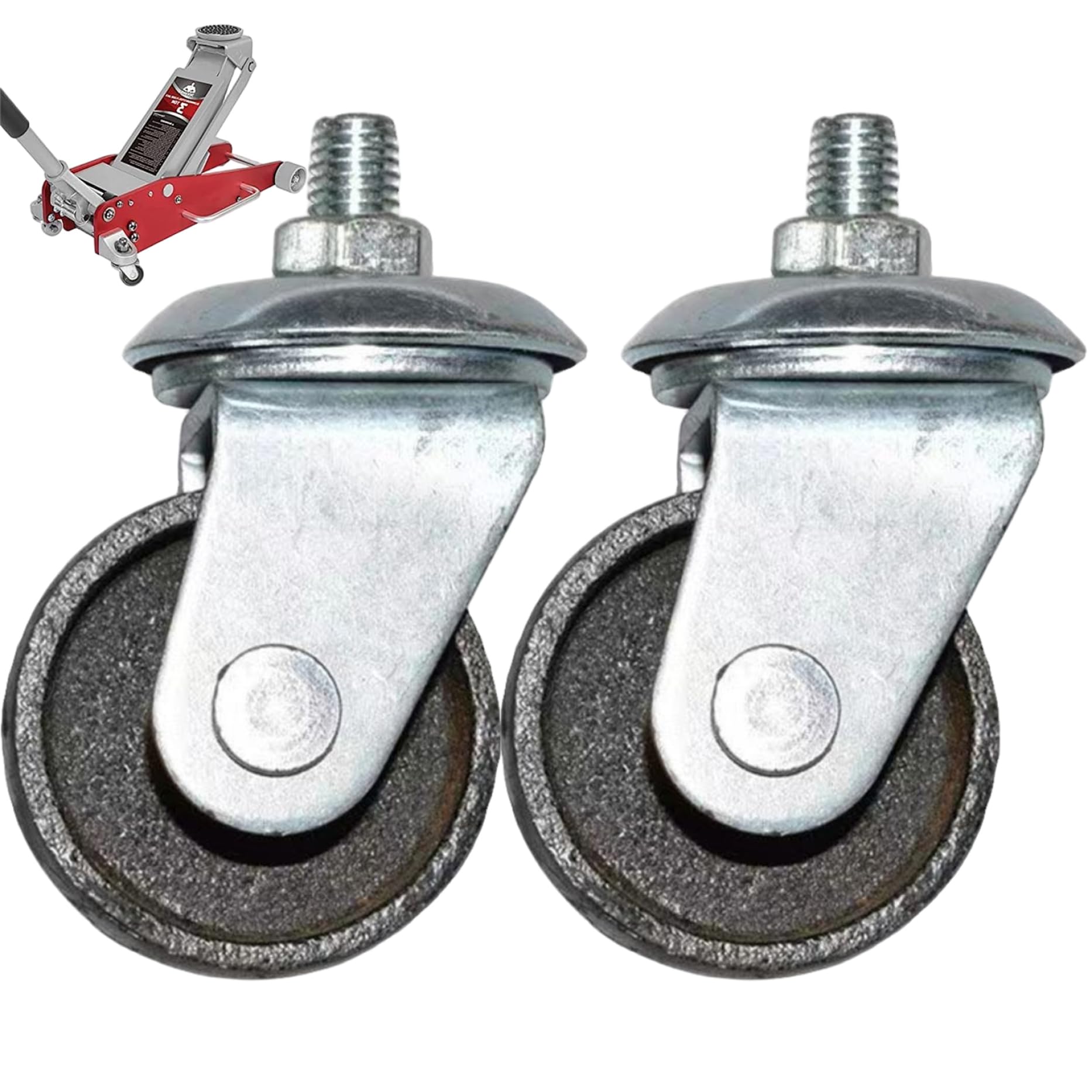 Caster Wheels, 2PCS 12mm Stem Caster Wheels, 3 Ton 4 Ton Floor Jacks, Metal Replacement Parts for Daily Use