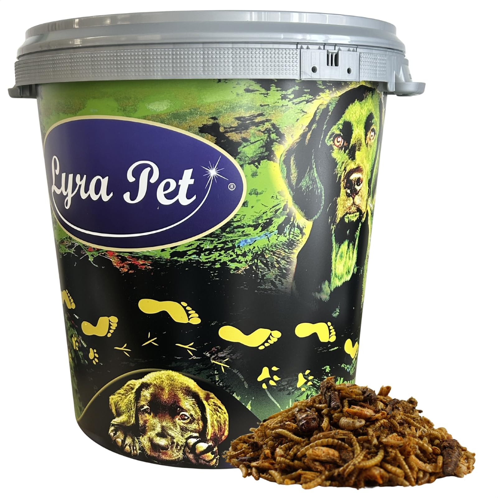 Lyra Pet® 5 kg Protein Boost Insekten Mix getrocknet in 30 L Tonne | Reich an Proteinen & Ballaststoffen - Grashüpfer, Mehlwürmer & Shrimps - Natürliches Futter für Vögel, Fische & Reptilien