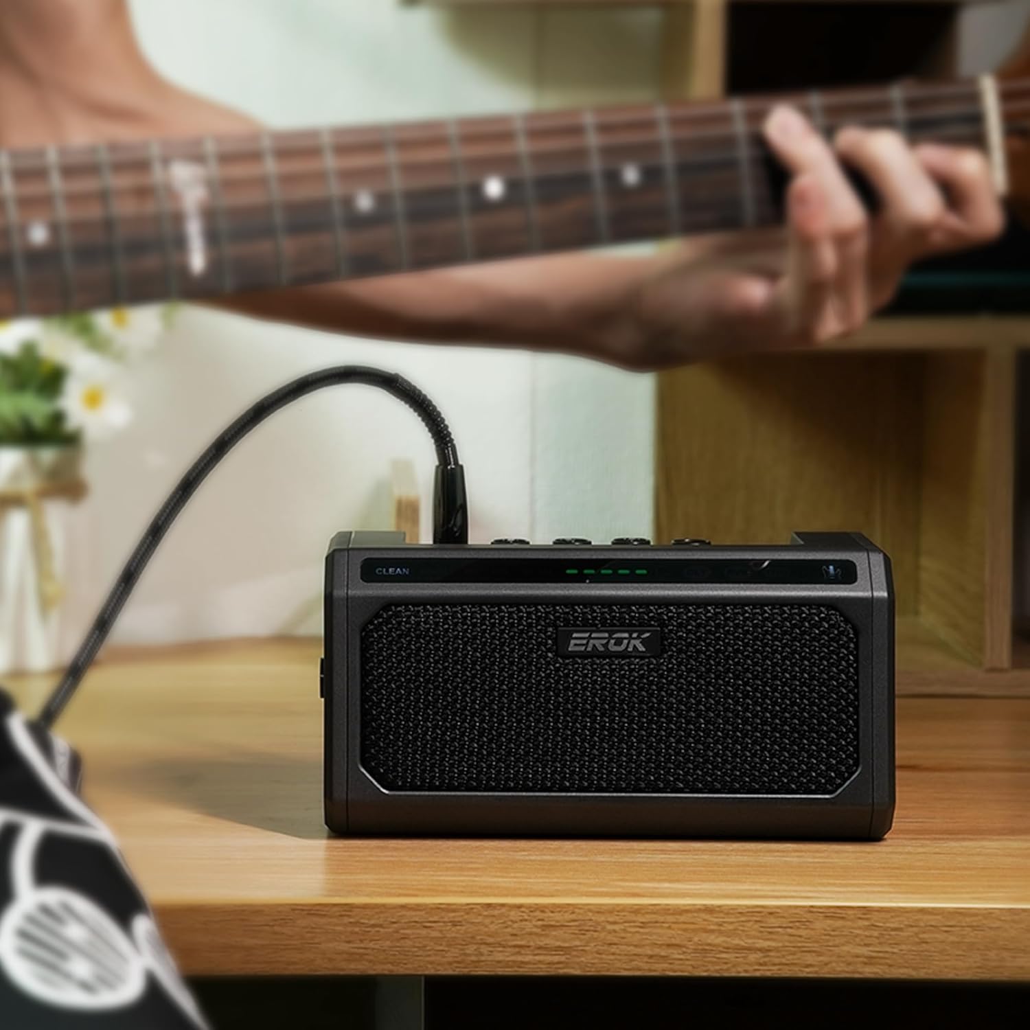 EROK Mini Guitar Amp with BT/OTG - 20 Drum Beats,5 Effects (Clean/Boost/OD/Dist/Metal),Reverb+Delay,Battery Powered Portable Amp for Practice/Travel(TG-08,Black)