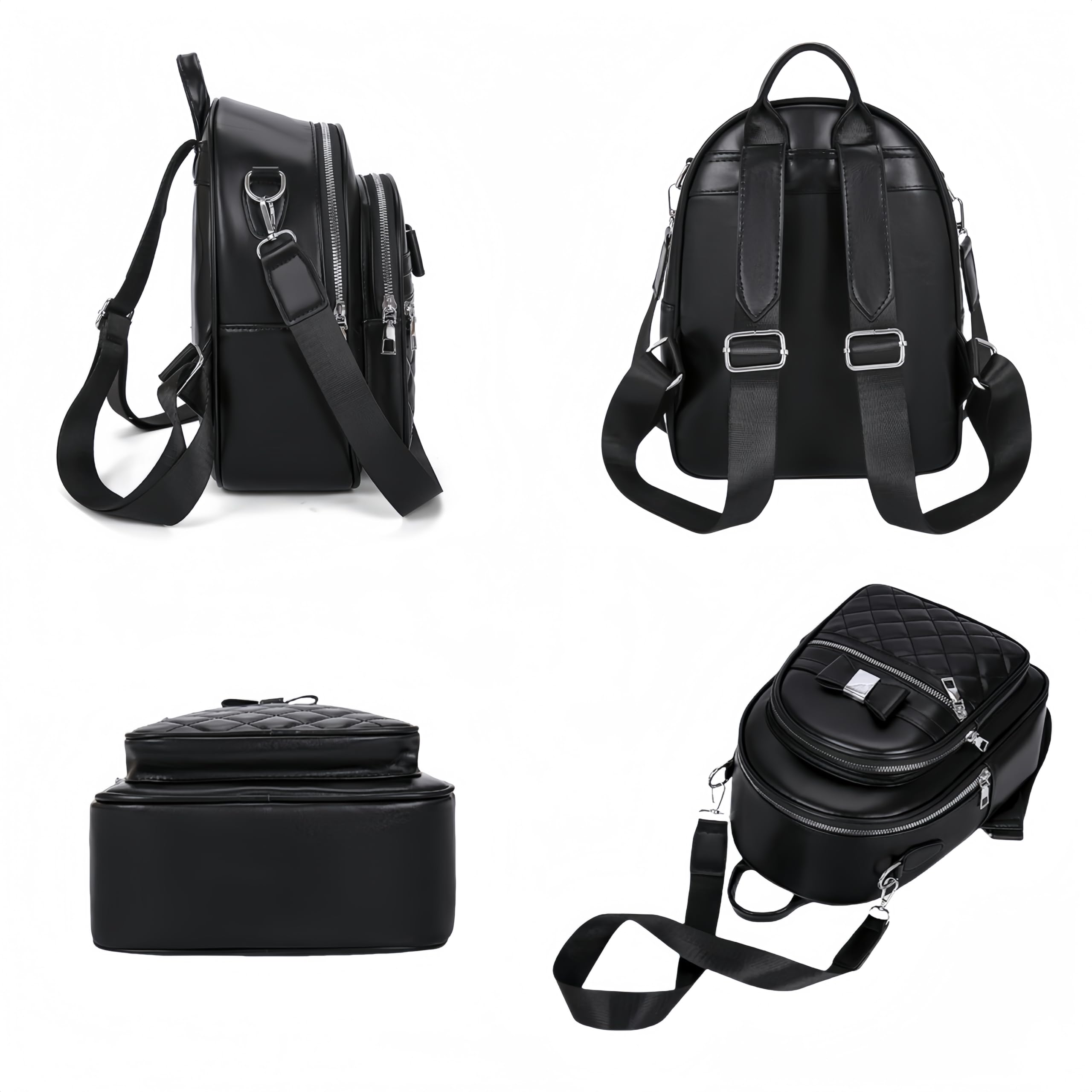 Mini mochila con lazo para mujer, de piel sintética, bonita mochila casual, Caqui, S, Bonita
