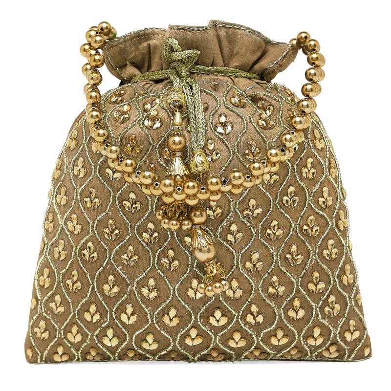 Image of Aheli Potli Purses Gift for Women Handmade Evening Handbag Stylish Bridal Fashion Wristlet