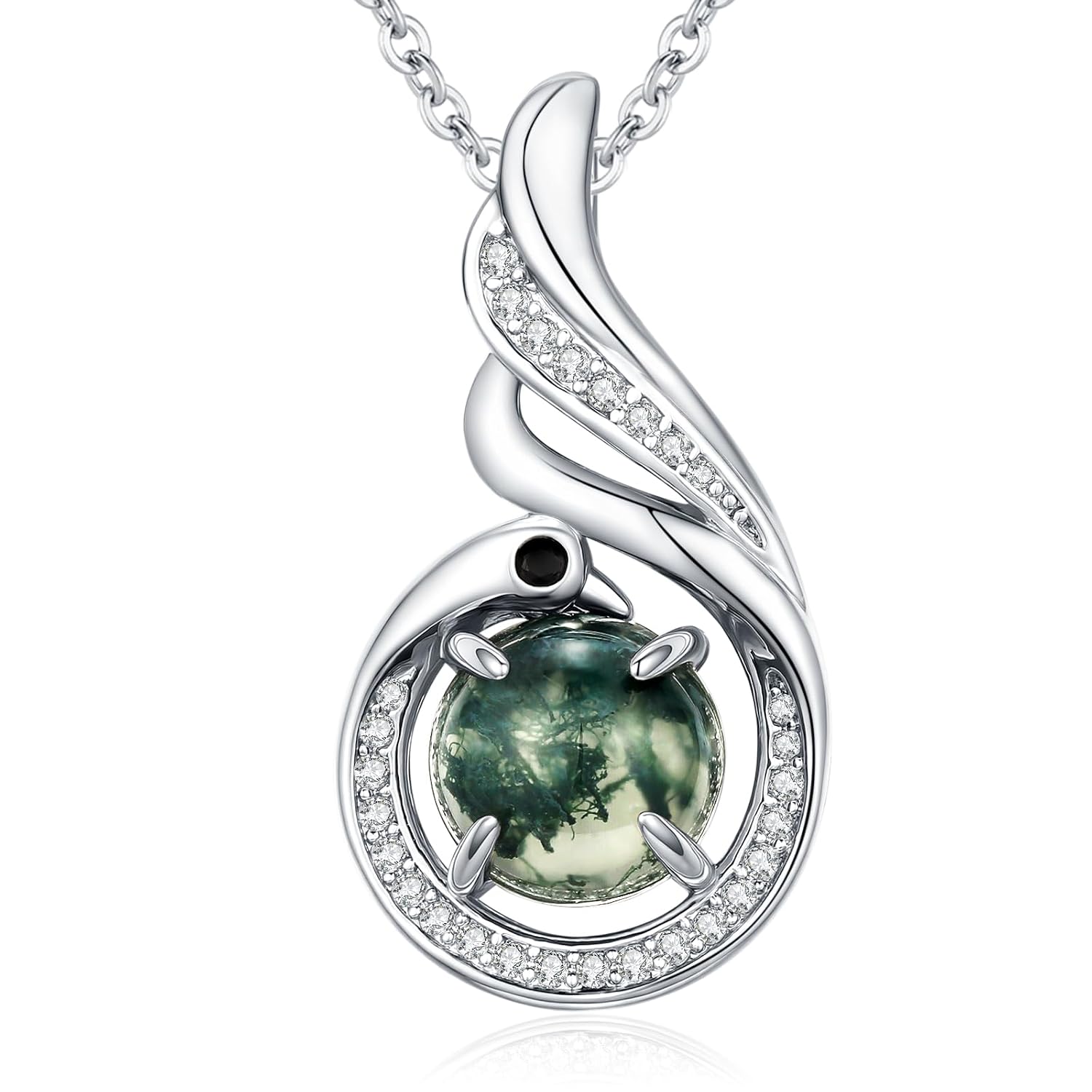 Moss Agate Necklace Boho Jewelry for Women