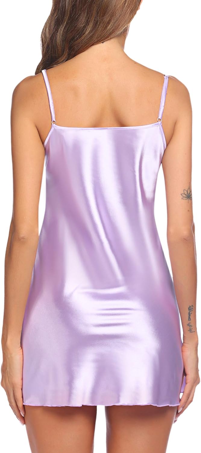Avidlove Satin Nightgowns for Women Babydoll Lingerie Slip Dress Sexy Sleepwear V Neck Nighty Chemise - Image 8