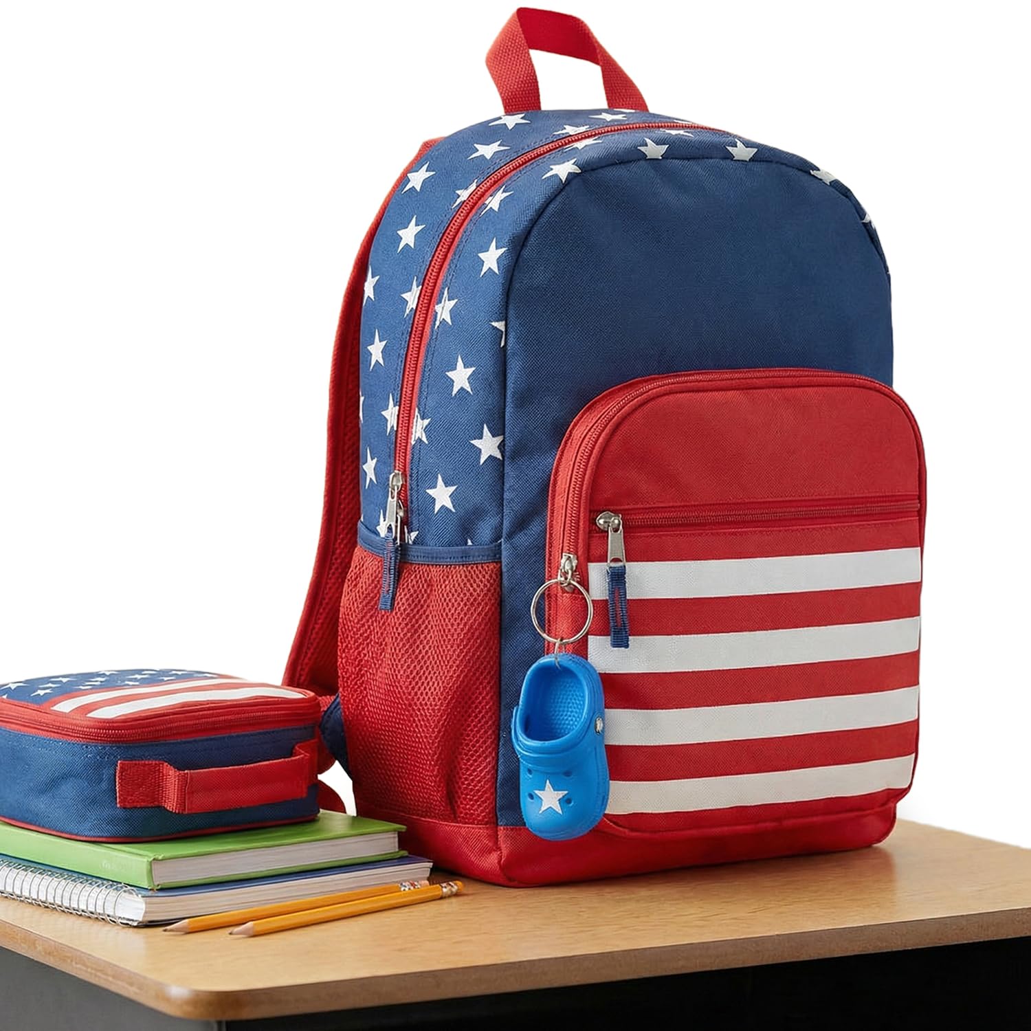 Fun Express Portachiavi in gomma rossa e blu a forma di pantofola patriottica, 5,1 cm, 12 pezzi