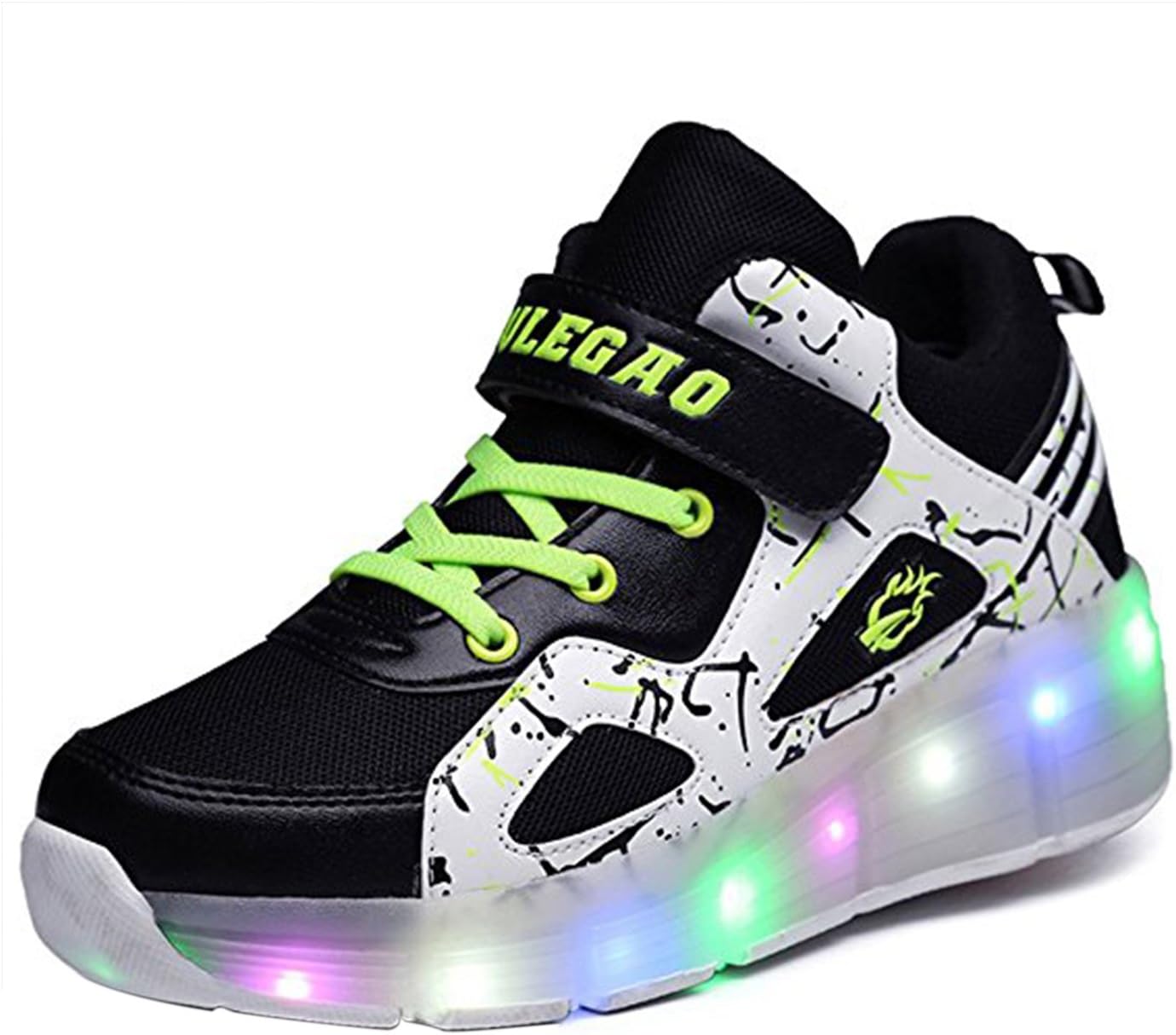 COSHOES Skateboard Shoes with Wheels Roller Shoes LED Roller Skates Shoes Sport Shoes Sneakers Running Trainers with Roller for Kids Boys Girls 30-38