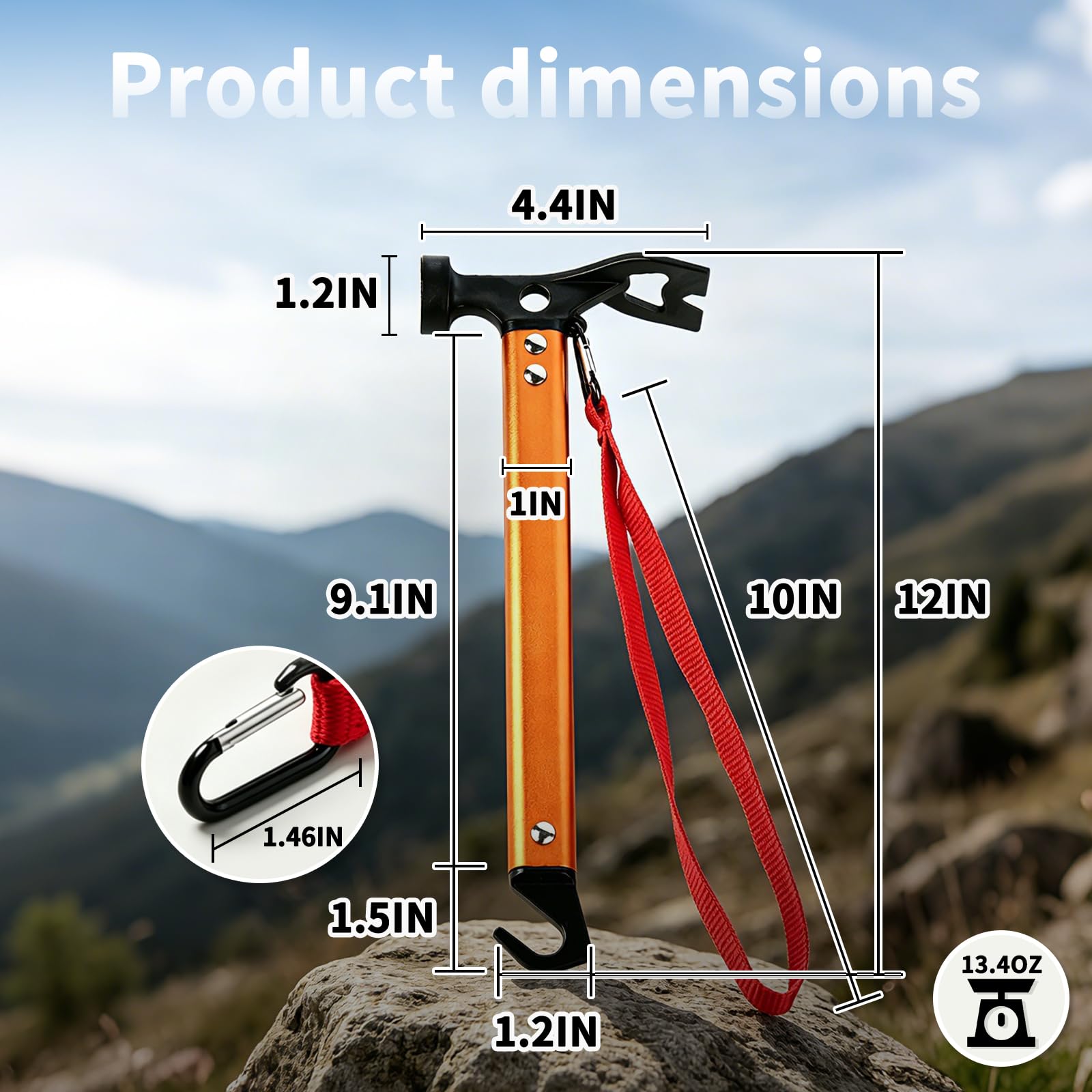 RIY Camping Hammer - 3-in-1 Utility Tool -2