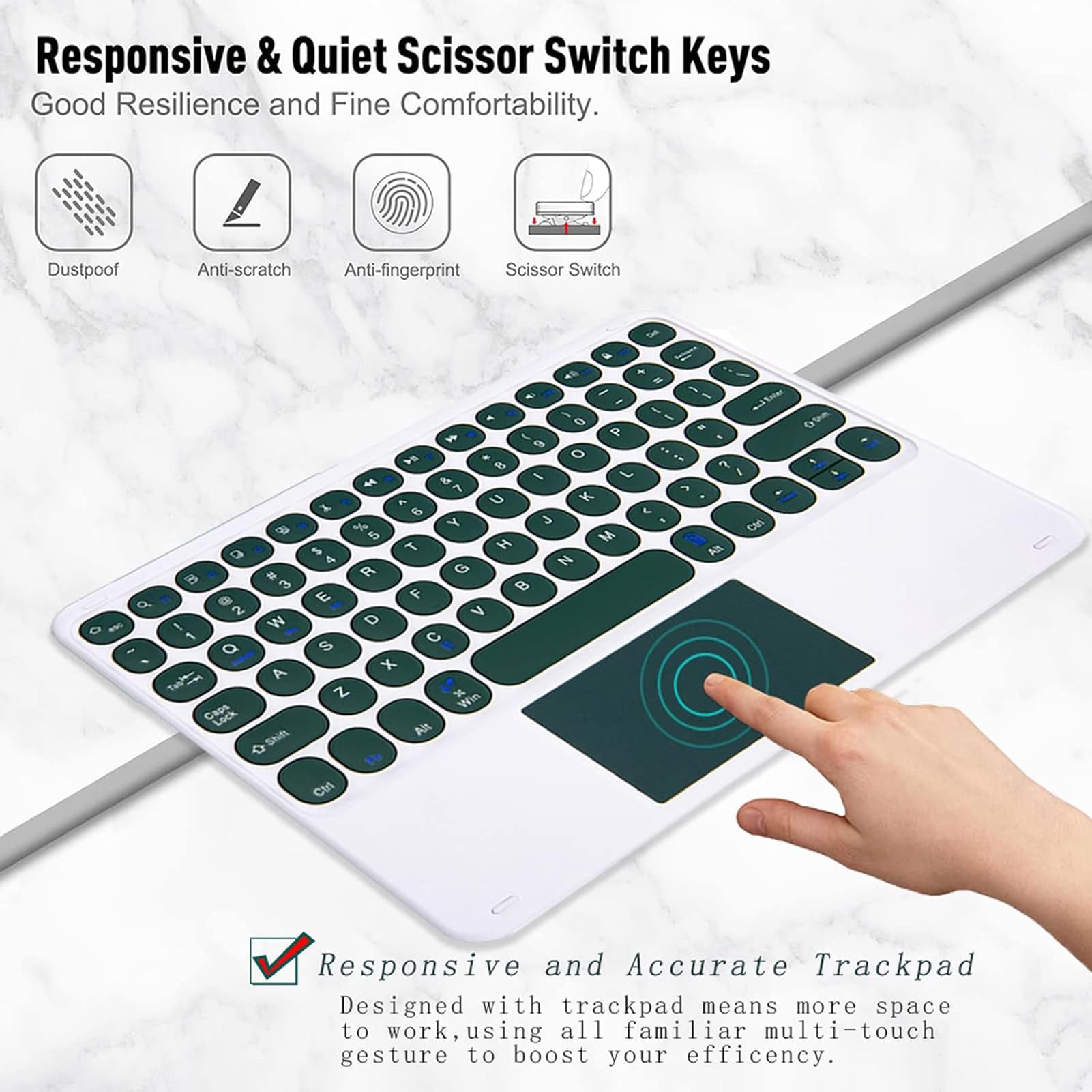 Etui Na Klawiaturę Z Bezprzewodowa Myszką Do Ipad Air 5. Generacji 2022 / Ipad Air 4. Generacji 2020, Ipad Air 10.9 Z Magnetycznie Zdejmowaną Klawiaturą I Touchpadem QWERTY, Niebieski z Touchpadem