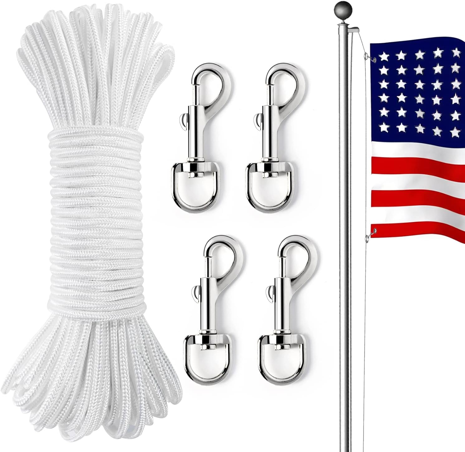 NQ Flag Pole Rope Kit 50 Feet x 1/4" Diameter Flag Pole
