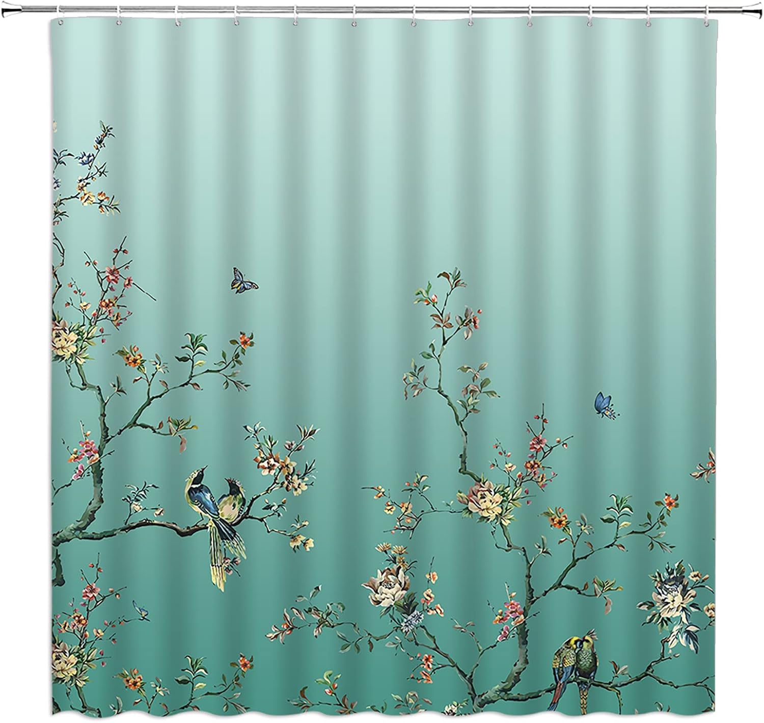 Sunflower Hummingbird Shower Curtain Rustic Watercolor Yellow Flower Butterfly Country Farmhouse Vintage Fabric Bathroom Curtains Decor Set with Hook(70" Wx84 H)