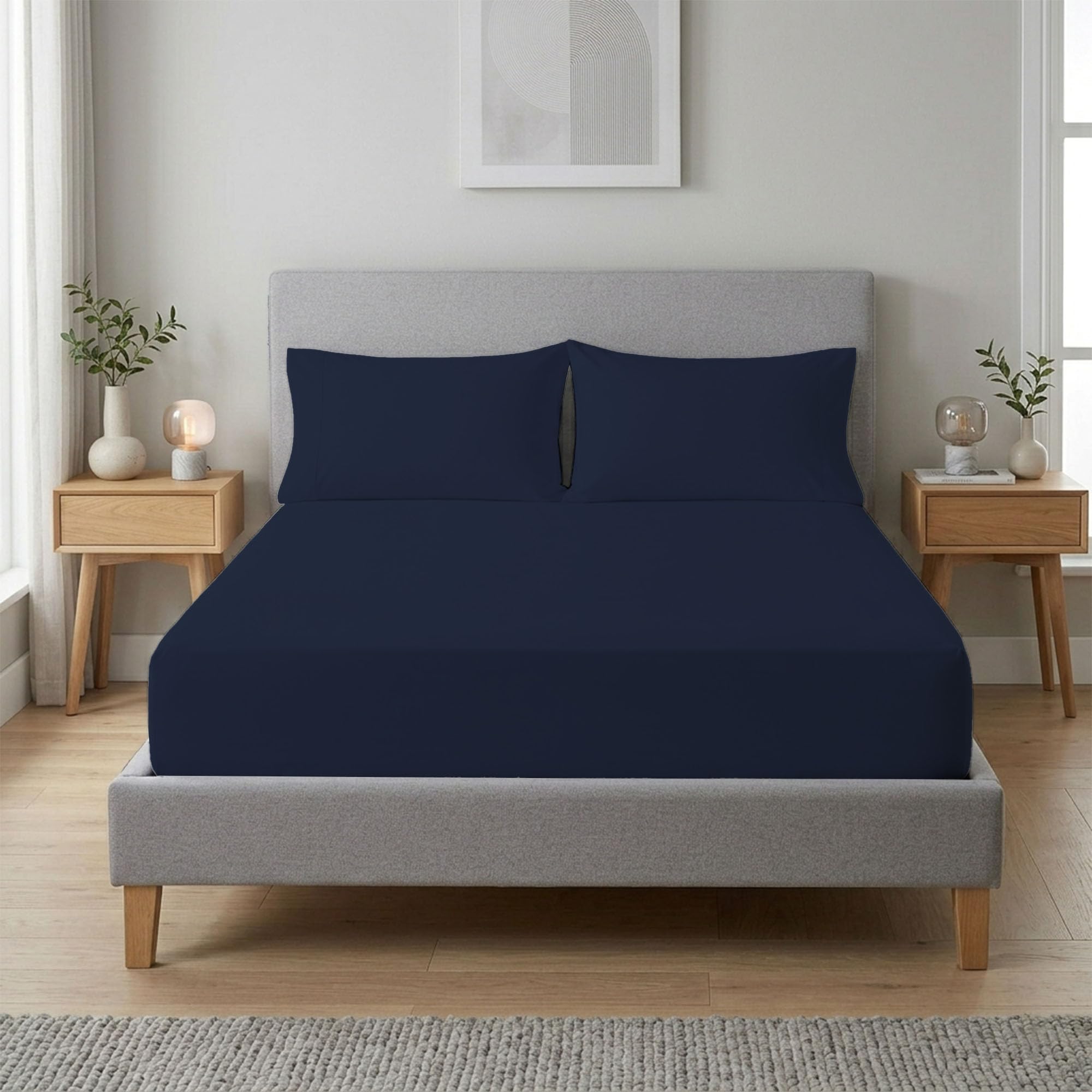 RELIANCE Bedding Luxury Super King Fitted Sheet – 100% Egyptian Cotton, 400 Thread Count, 40cm Extra Deep Pocket, Hypoallergenic & Breathable, Soft & Durable 4FT Bed Sheet with Corner Elastic
