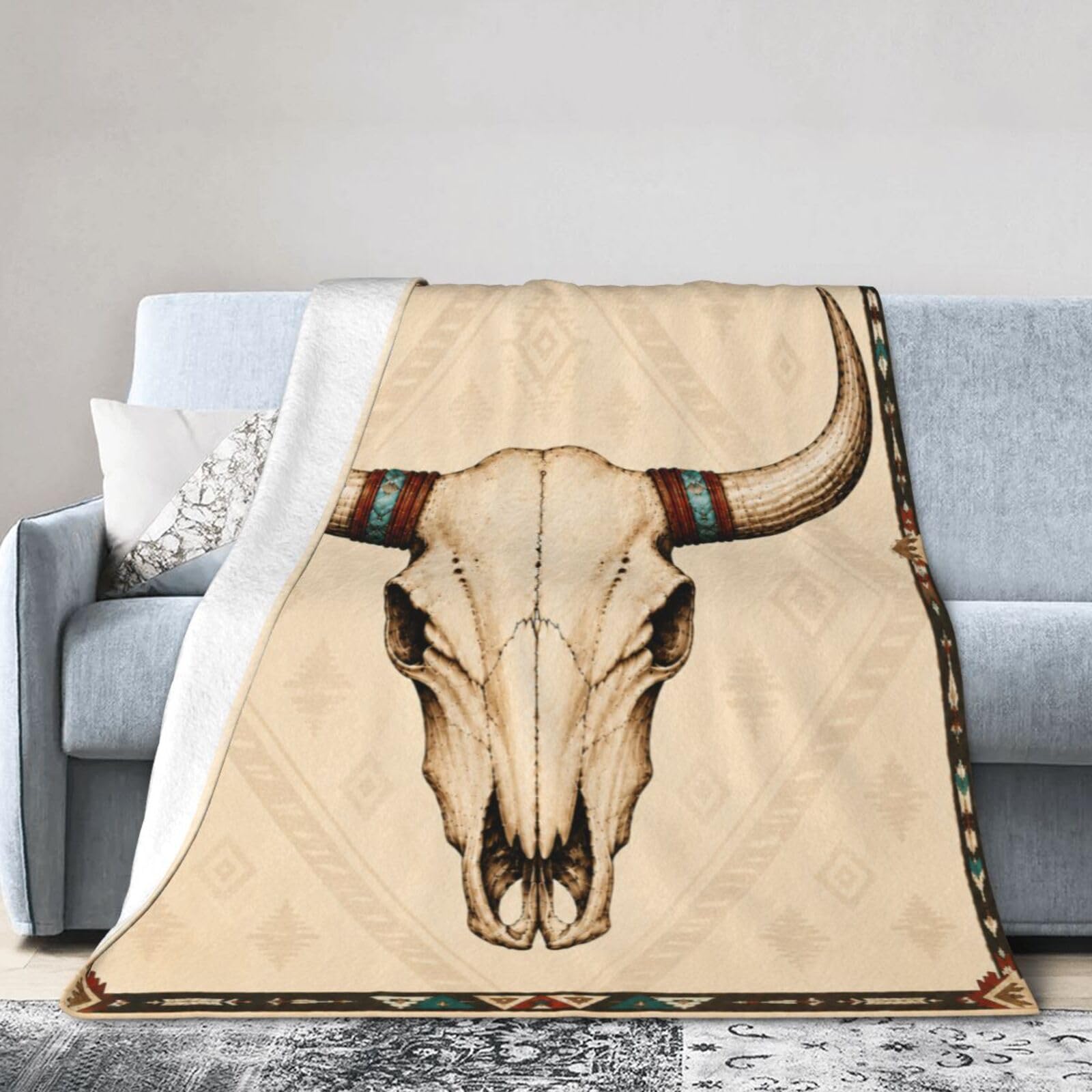 jamie world Native Cow Head Throw Blanket 50"x40"