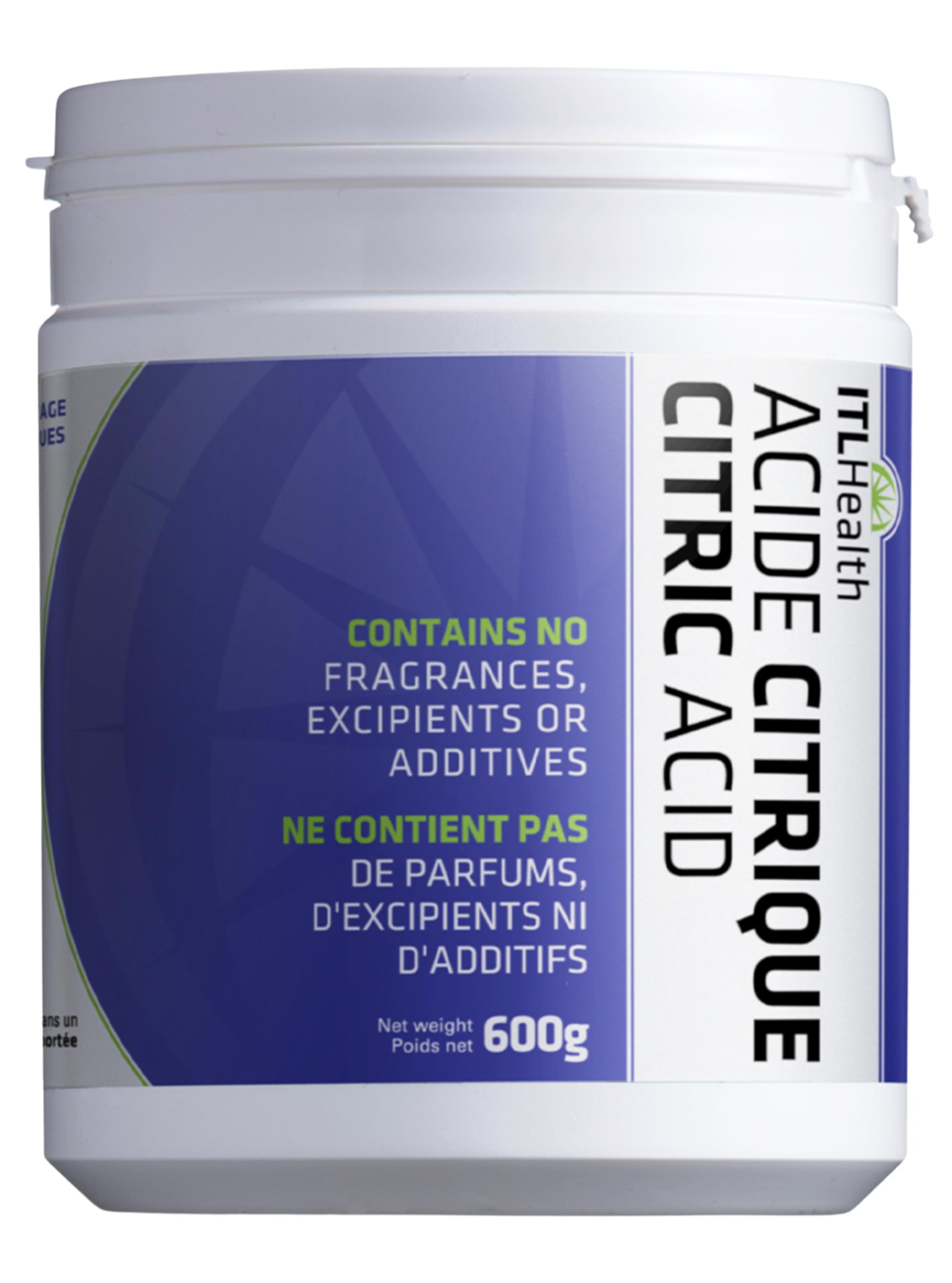 ITL Health Citric Acid Powder 600g - Pure, Food-Grade Quality for DIY Bath Bombs, Descaling & Household Cleaning, Non-GMO, Cleaner, Natural Ingredient for Cooking & a Variety of Home Uses