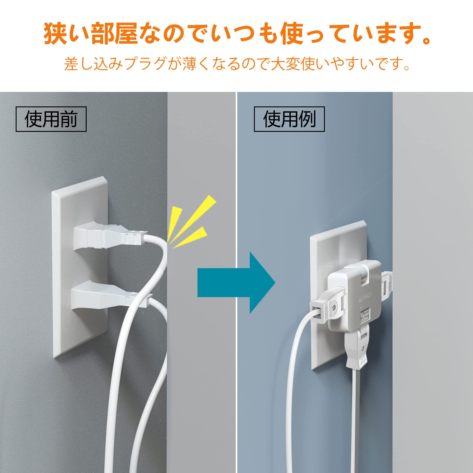 ムービープラグ 180°回転 電源プラグ スーツ 差込み コンセント向き アダプター 15A 30mm 配線 1500W スナップキャップ (ホワイト, 3個)