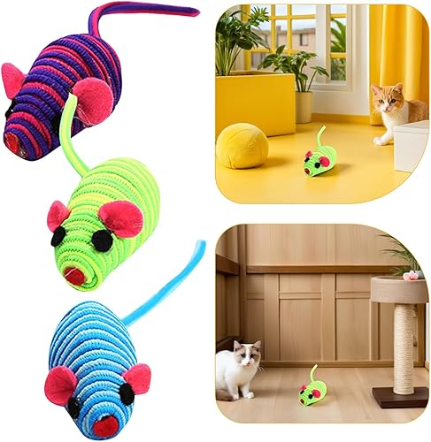 Miniatura 7 de 6pcs Interactive Cat Mice Elastic Rope Mouse Kitten Teasers Playthings for Indoor Cats Fun Engagement and Furniture Protection Random Color