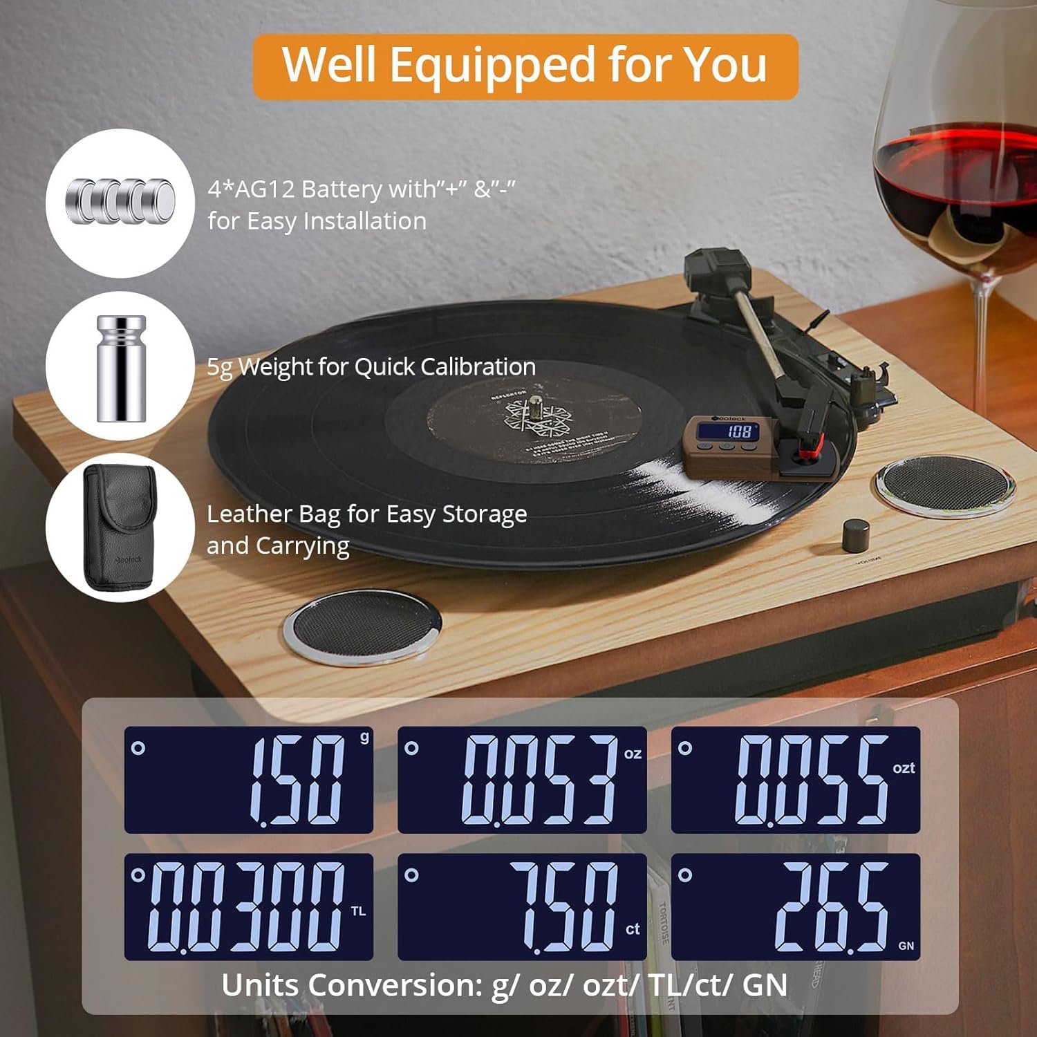 Neoteck Stylus Force Gauge - Precise Vinyl Tracking -4