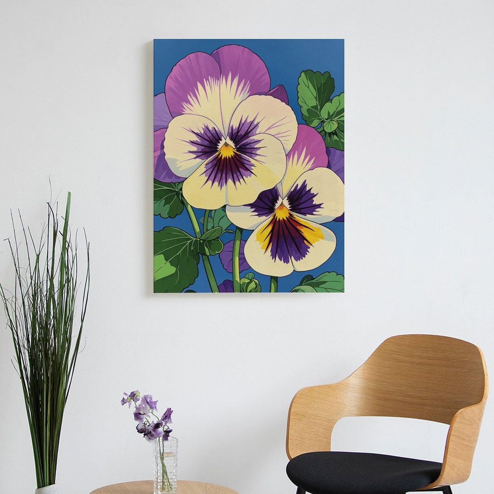 TKJMCSW Malen-nach-Zahlen-Set für Erwachsene, Anfänger, Erwachsene, Motiv: Stiefmütterchen, Perfektion, Malen-nach-Zahlen-Set auf Leinwand, DIY-Acryl-Ölfarben, Gemälde mit Pinseln als Geschenk