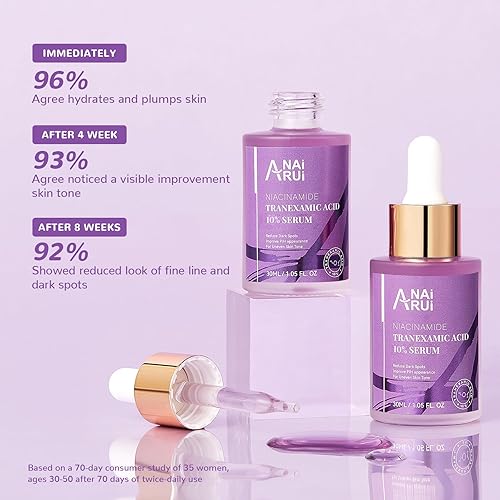 Miniatura 6 de ANAI RUI Suero ácido tranexámico al 10% con niacinamida, ácido kójico, arbutina, ceramida, para tono de piel desigual 1.05 FL.Oz