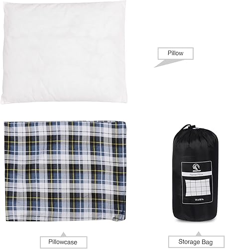 Miniatura 3 de REDCAMP Almohada pequeña de camping ligera y comprimible, almohada de viaje de franela con funda de almohada extraíble (azul cuadrado y gris)