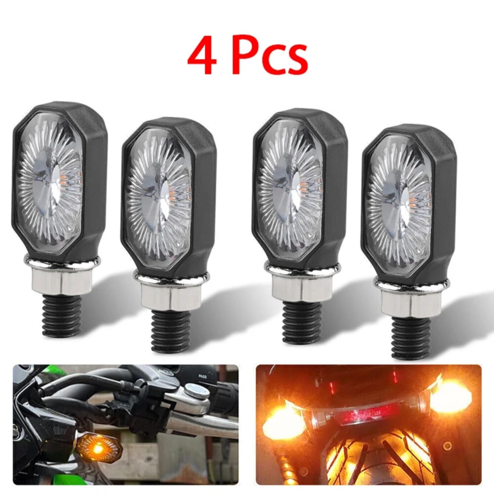 12V 10mm 2 Fili Universale Sinistra Destra Indicatore Di Direzione Moto Indicatore Lampada Ambra Lampeggiante Lampeggiante Impermeabile(4pcs)