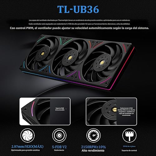 Miniatura 5 de Thermalright Wonder Vision 360 UB ARGB Enfriador de CPU AIO Negro, Radiador de 360mm, Pantalla Curva de 2K 60HZ con Resolución de 2400x1080