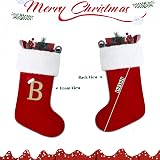 Avidlove 18 Inches Monogram Christmas Stockings Velvet – Embroidered initial with Santa hat