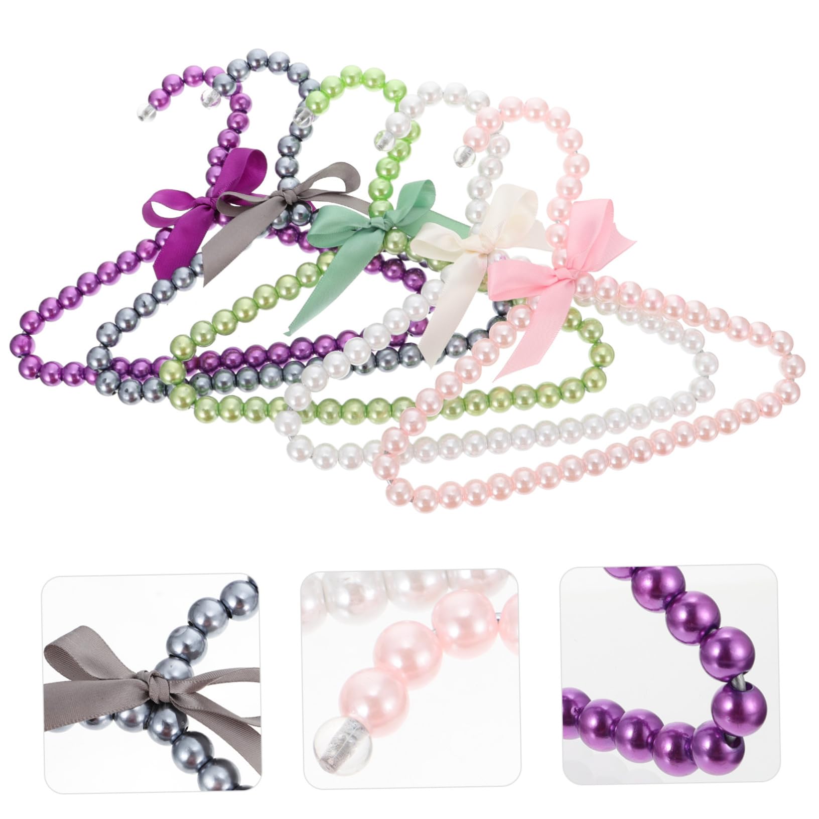 5 grucce appendiabiti per animali domestici – Appendiabiti leggero per cani con design con fiocco di perle per una nazione ordinata – perfetto per appendere abbigliamento per animali domestici in rosa