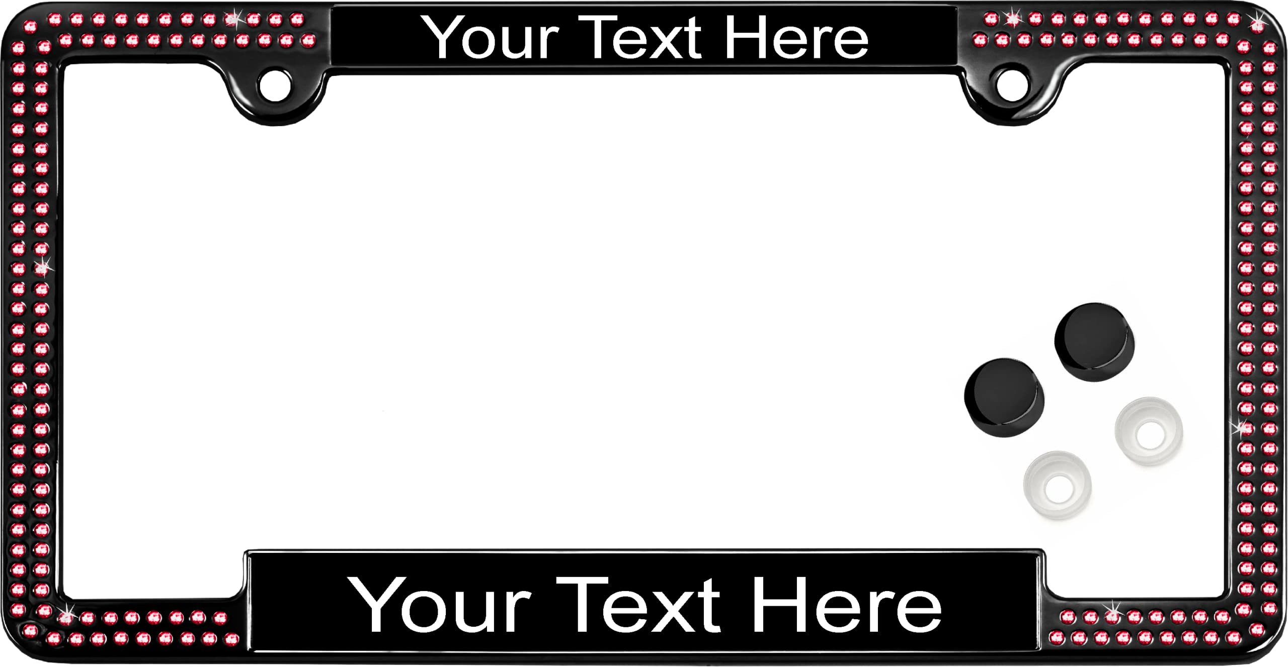 Crystals - Custom Personalized Black Metal Car License Plate Frame with Pink Cr - Picture 5 of 132