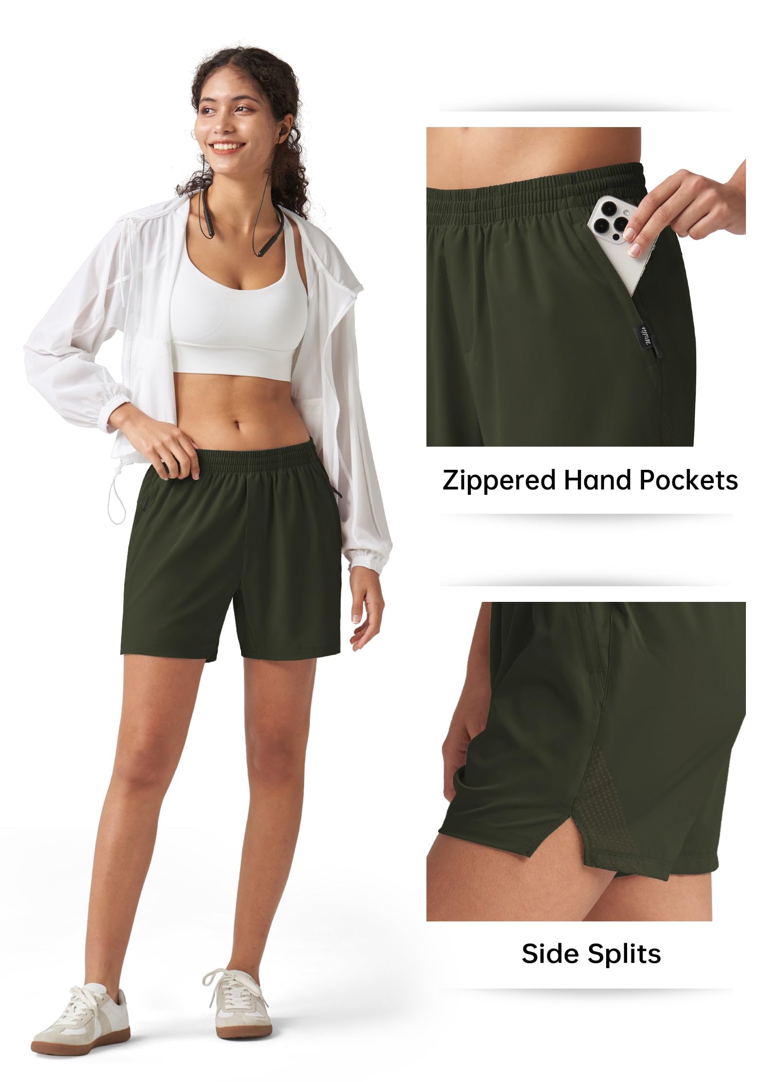 WILLIT Pantaloni corti da trekking da donna, sportivi, ad asciugatura rapida, leggeri, per attività all'aria aperta, trekking, con tasche