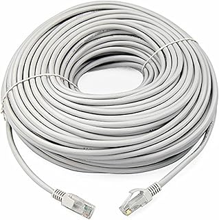 كابل ايثرنت ار جيه 45 كات 6 للشبكة المحلية LAN، (طول 50 متر، لون رصاصي)، (حاسوب شخصي، مضخم الصوت، التلفزيون، روتر)