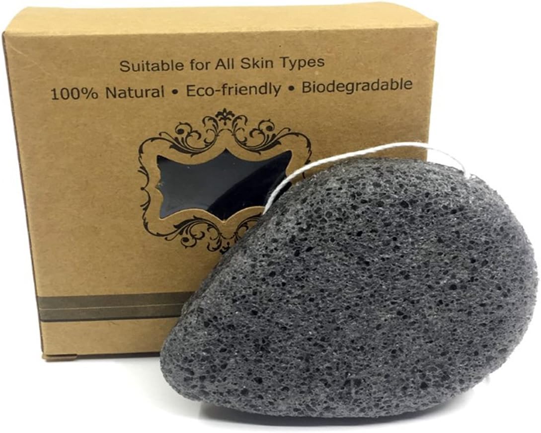 Konjac Sponge with Activated Bamboo Charcoal 100 Natural & Eco Friendly Prevents