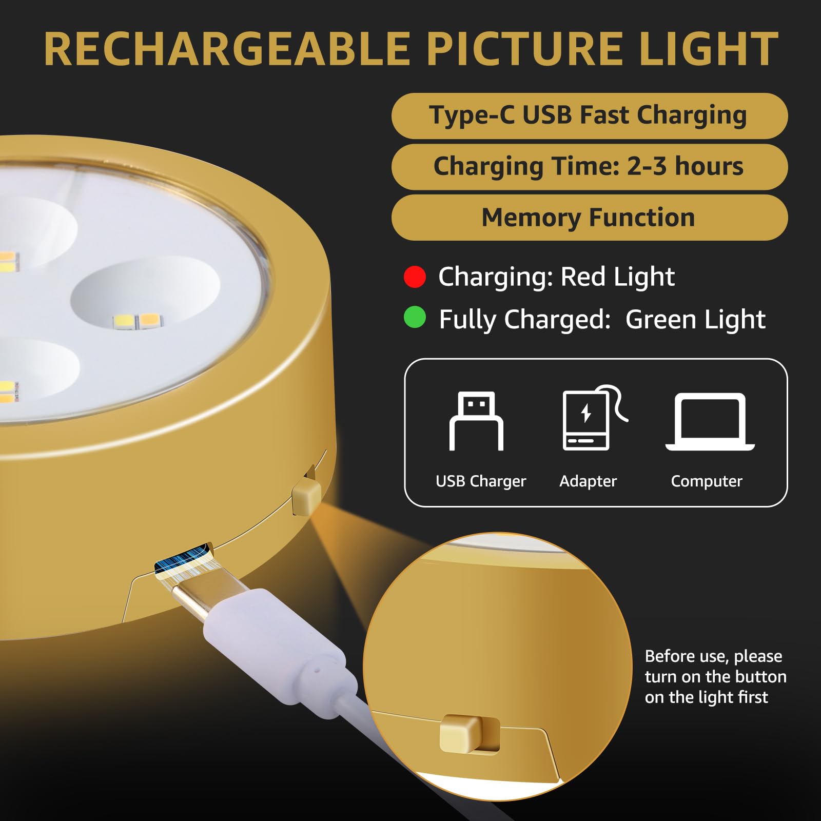 MIOBLUE Wireless Charging with Remote Control, LED Light spot, dimmable, Rechargeable with 3 Color temperatures - Image 2